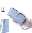 Pattintható tok a iPhone 16E, Wallet Zipper Pocket, kék