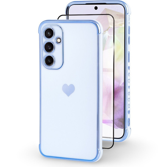tok Samsung Galaxy A35 5G, Electro heart, kék + Full Glue Kerámiaüveg