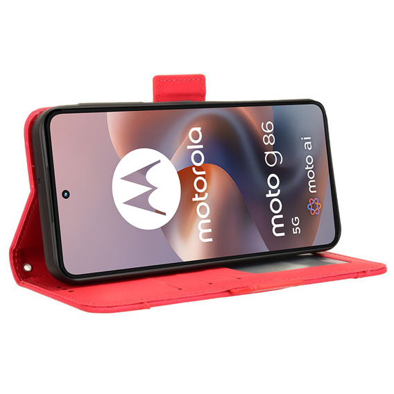 Pattintható tok a Motorola Moto G86 5G, Card Slot, piros