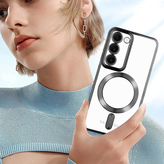 Tok Samsung Galaxy S23 Plus-hoz, Electro MagSafe, fekete + üveg a képernyőhöz