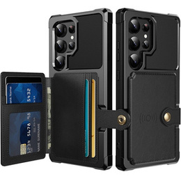 Tok Samsung Galaxy S24 Ultra, Card Holder Kickstand, fekete