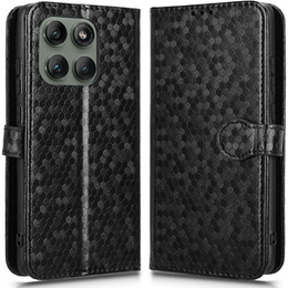 Flap tok Motorola Edge 60 Pro, Wallet Rhombus, fekete