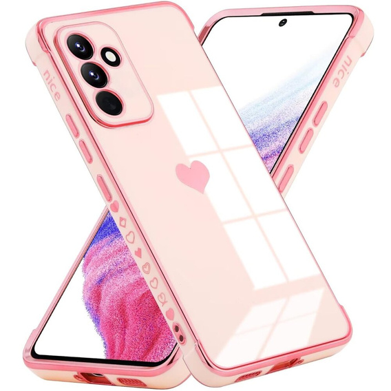tok Samsung Galaxy S23 FE, Electro heart, rózsaszín rose gold + Full Glue Kerámiaüveg