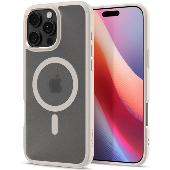 MagSafe Spigen tok iPhone 16 Pro, Ultra Hybrid, átlátszó / titánium + 9H edzett üveg