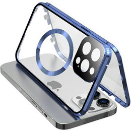 Magnetic Dual Glass MagSafe tok iPhone 15 Pro Max, kék