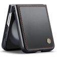 Tojás Samsung Galaxy Z Flip7 FE / Z Flip6, CASEME Litchi Leather, fekete