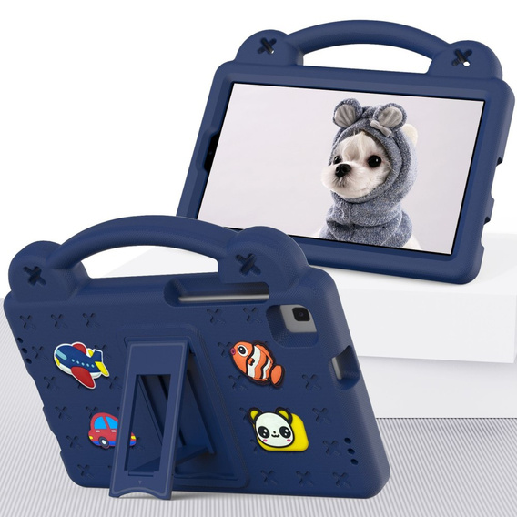 Gyermek tok Samsung Galaxy Tab A7 Lite 8.7 T220/T225, Cute Patterns, állvánnyal, sötétkék