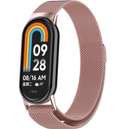 Milánói karkötő szíj tokkal a Xiaomi Smart Band 10 / 9 / 8, rózsaszín