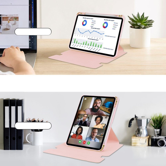 Billentyűzet tok iPad Pro 11" 2024 (5 gen.), Rotary 360° Leather, rózsaszín