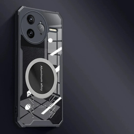 Tok Xiaomi Poco F7 Ultra, mágneses lemezzel, átlátszó / fekete