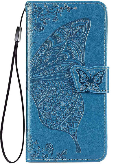 Pattintható tok Oppo Reno 14F, pénztárca, Butterfly, kék