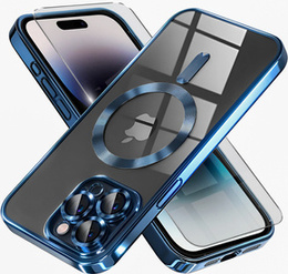 Tok iPhone 14 Pro-hoz, Electro MagSafe, kék + üveg a képernyőhöz