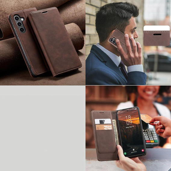 Telefontok a Samsung Galaxy A55, ERBORD Vintage, kávé + üveg a képernyőhöz