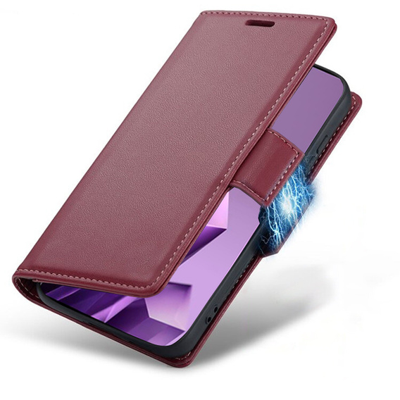 Tok Infinix Note 50 Pro, ERBORD Glossy Litchi, pénztárca patenttal, piros