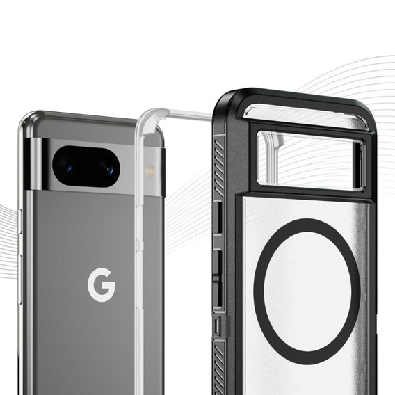 Tok kerettel Google Pixel 8 készülékhez, MagSafe-hoz, átlátszó / fekete