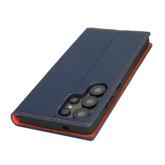 Pattintható tok a Samsung Galaxy S25 Ultra, Litchi Skin Grain, sötétkék