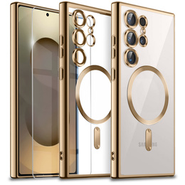 Tok Samsung Galaxy S25 Ultra-hoz, Electro MagSafe, arany + üveg a képernyőhöz