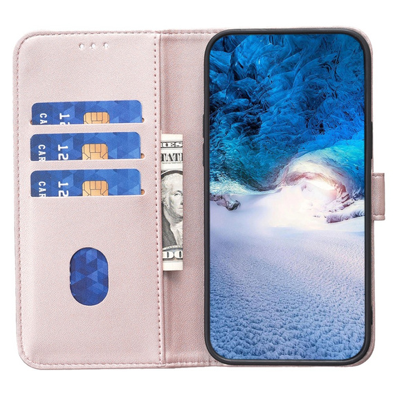 Pattintható tok a Samsung Galaxy S23 FE, BINFEN Wallet, rózsaszín rose gold + 9H üveg 
