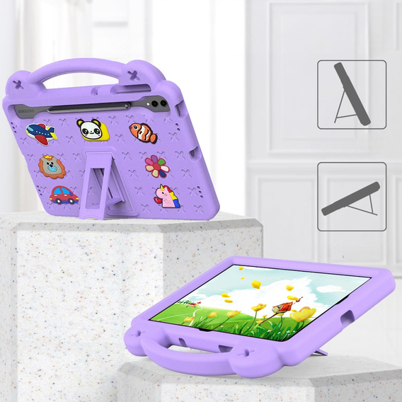 Gyermek tok Samsung Galaxy Tab S9 FE+ Plus, Cute Patterns, állvánnyal, lila