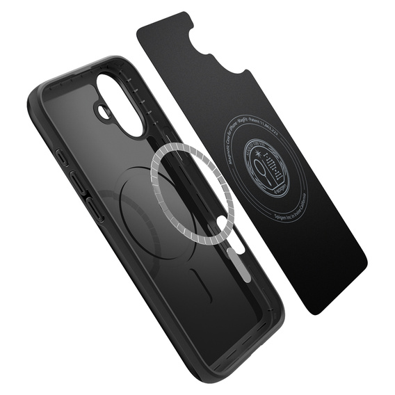 Spigen tok iPhone 16 Plus készülékhez, Thin Fit Mag, szürke + 9H edzett üveg