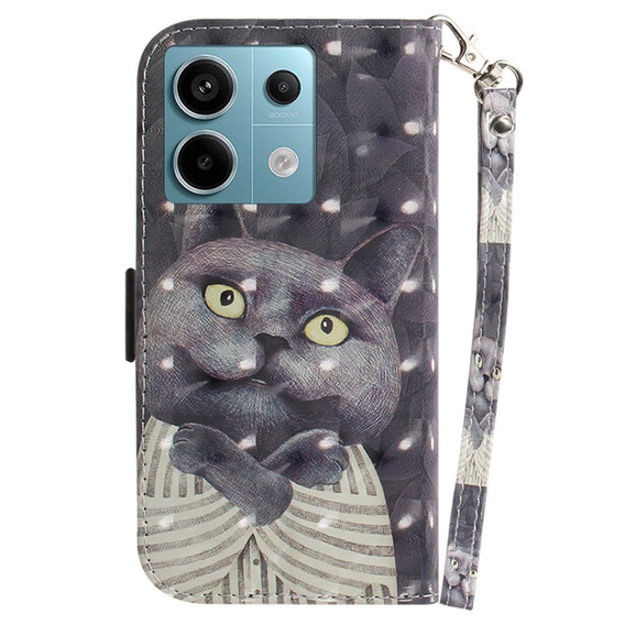 Pattintható tok a Xiaomi Redmi Note 13 Pro 5G, Wallet, Cat szürke