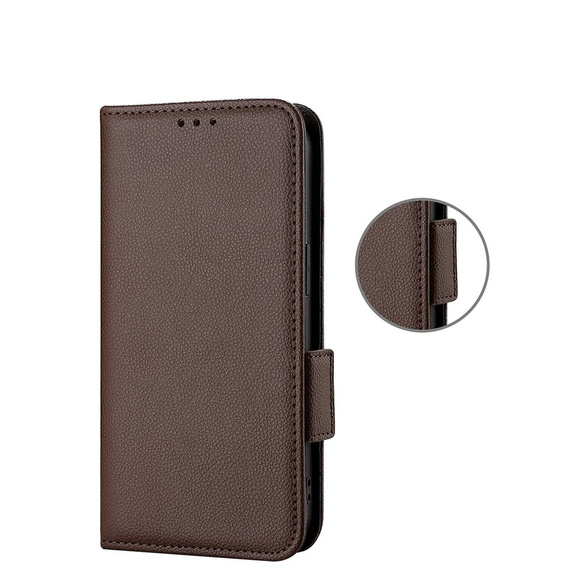 Pattintható tok a Xiaomi Redmi Note 12 5G / POCO X5 5G, Wallet Litchi Magnet, barna