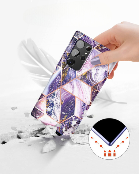 Telefontok a Samsung Galaxy S22 Ultra, Suritch Full Body Marble, lila