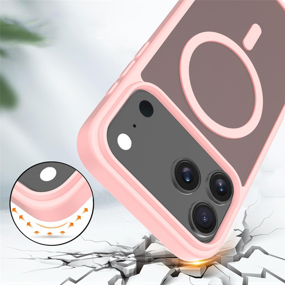 Matt tok iPhone 17 Pro készülékhez, MagSafe-hoz, áttetsző rózsaszínű