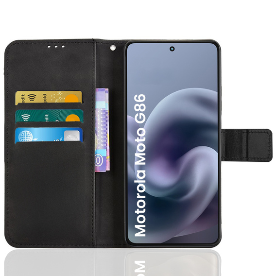 Pattintható tok a Motorola Moto G86 5G, Crazy Horse Wallet, fekete