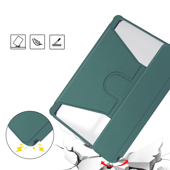 Billentyűzet tok iPad Pro 11" 2024 (5 gen.), Rotary 360° Leather, sötétzöld