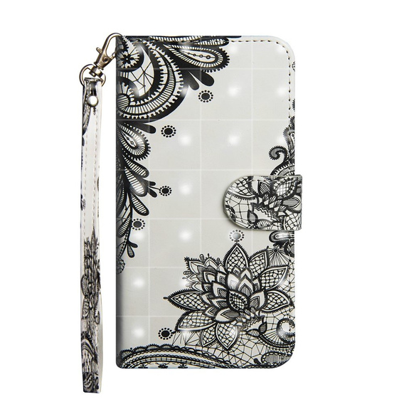 Pattintható tok a Xiaomi Redmi Note 8 Pro, Wallet flowers, fehér