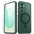 Tok Samsung Galaxy S25+ Plus-hoz, MagSafe, ERBORD Matt Case, zöld + képernyőüveg