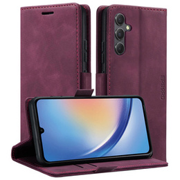 Telefontok a Samsung Galaxy A35 5G, ERBORD Vintage, pénztárca patenttal, piros