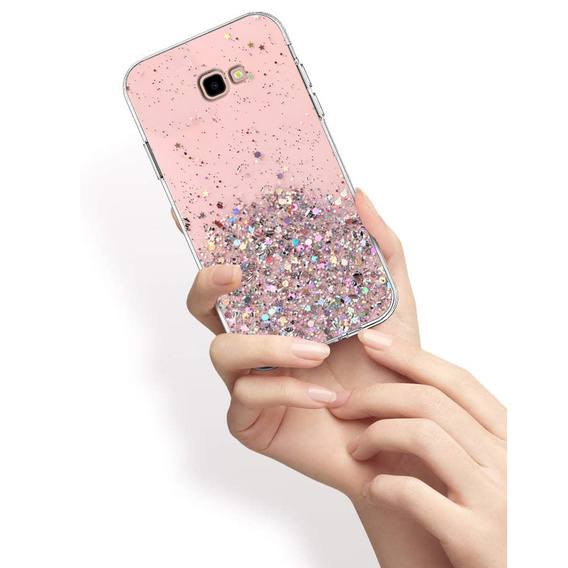 Telefontok a Samsung Galaxy J4 Plus, Glittery, rózsaszín