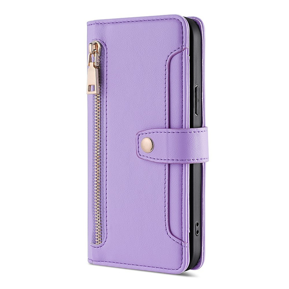 Pattintható tok a Oppo Reno8 T 4G, Wallet Zipper Pocket, lila