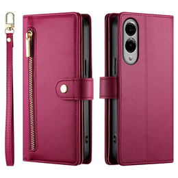 Pattintható tok a Samsung Galaxy S25 Edge, Wallet Zipper Pocket, piros