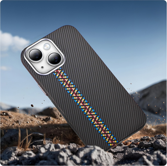 Tok iPhone 14, Carbon Fiber MagSafe, fekete
