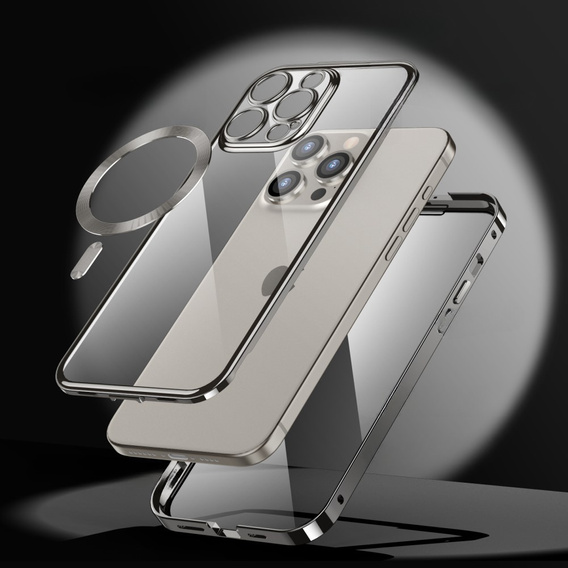 Tok iPhone 15 Pro készülékhez, Privacy Dual Glass, MagSafe-hoz, ezüst