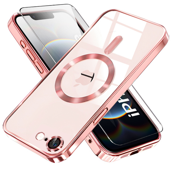 Tok iPhone 16E-hoz, Electro MagSafe, rózsaszín + üveg a képernyőhöz