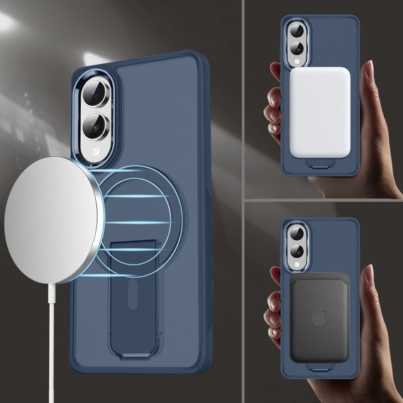 Tok Samsung Galaxy S25 Edge, Kickstand Matt Case, MagSafe, kék