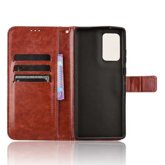 Pattintható tok a Motorola Edge 50 Fusion 5G, Crazy Horse Wallet, barna