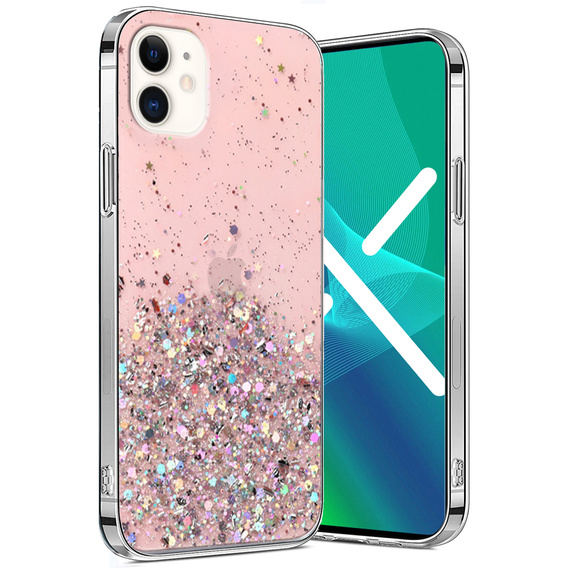 Telefontok a iPhone 12/12 Pro, Glittery, rózsaszín
