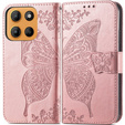 Pattintható tok a Motorola Moto G15 / Motorola Moto G15 Power, Butterfly, rózsaszín rose gold
