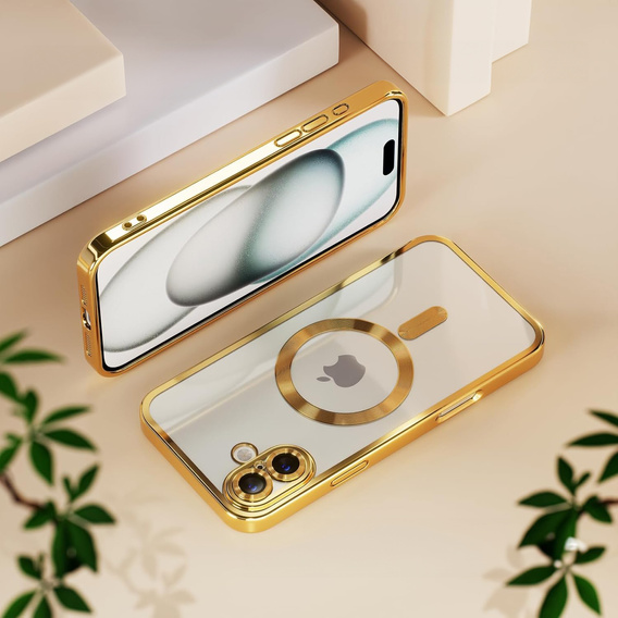 Tok iPhone 16 Plus-hoz, Electro MagSafe, arany + üveg a képernyőhöz