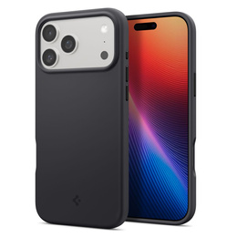 Spigen tok iPhone 17 Pro készülékhez, szilikonos MagSafe illeszkedés, fekete