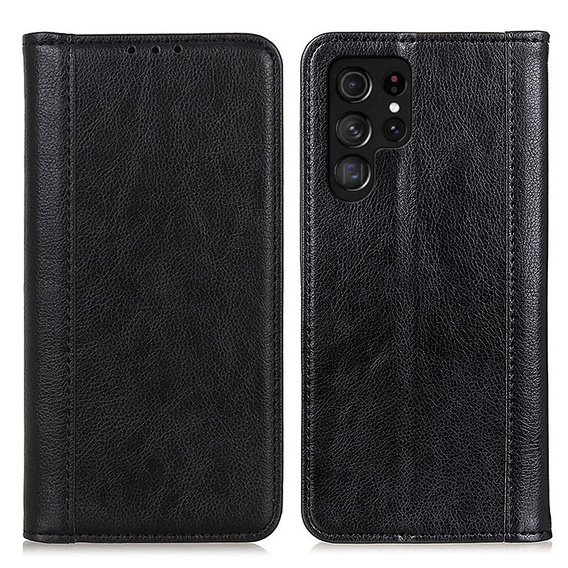 Telefontok a Samsung Galaxy S24 Ultra, Wallet Litchi Leather, fekete