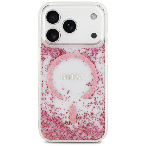 GUESS műgyanta aljú, csillogó MagSafe tok iPhone 17 Pro készülékhez