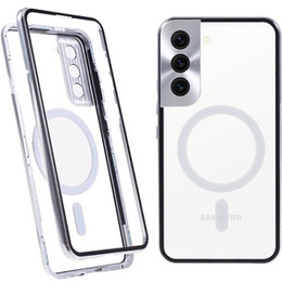 Magnetic Dual Glass MagSafe tok Samsung Galaxy S21+ Plus, ezüst