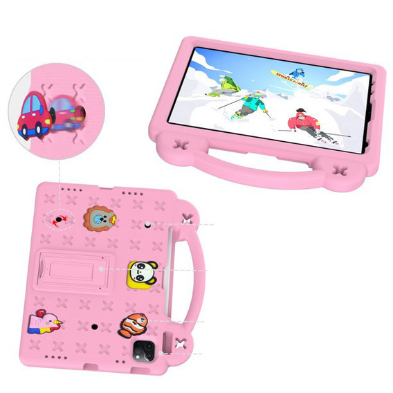 Gyermek tok iPad Air 10.9" 2022/2020 (5/4 gen.) / Pro 11" 2022/2021/2020 (4/3/2 gen.), Cute Patterns, állvánnyal, rózsaszín