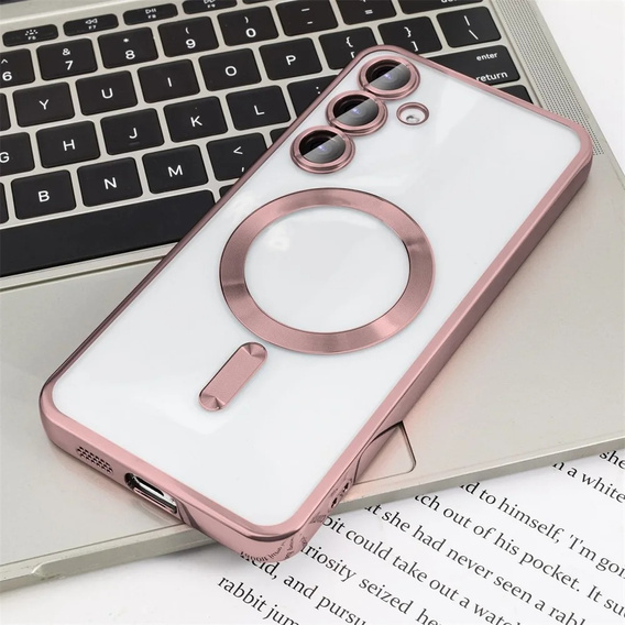 Tok Samsung Galaxy A15 4G/5G-hoz, Electro MagSafe, rózsaszín + üveg a képernyőhöz